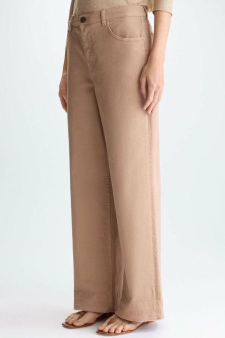 Purificacion Garci Camel Frayed Twill Straight-Leg Trousers Women Trousers