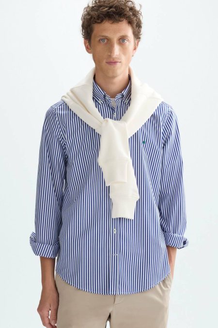 Purificacion Garci Candy Stripe Poplin Shirt Blue/White Shirts Men