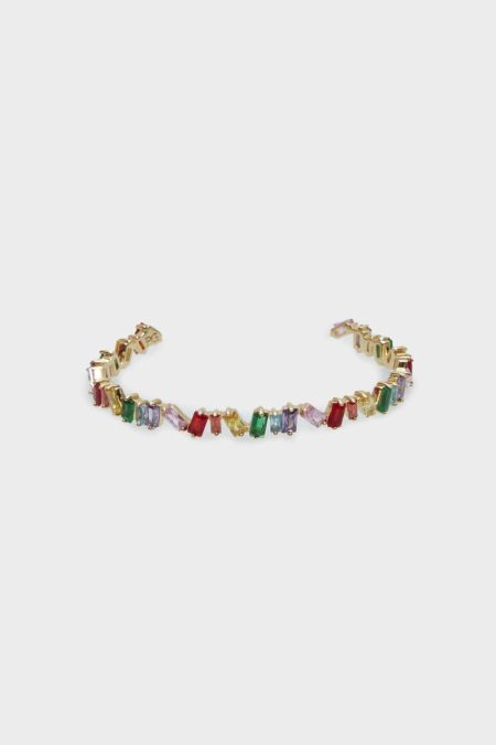Purificacion Garci Crystal Gold/Multicolor Women Rectangles Cuff