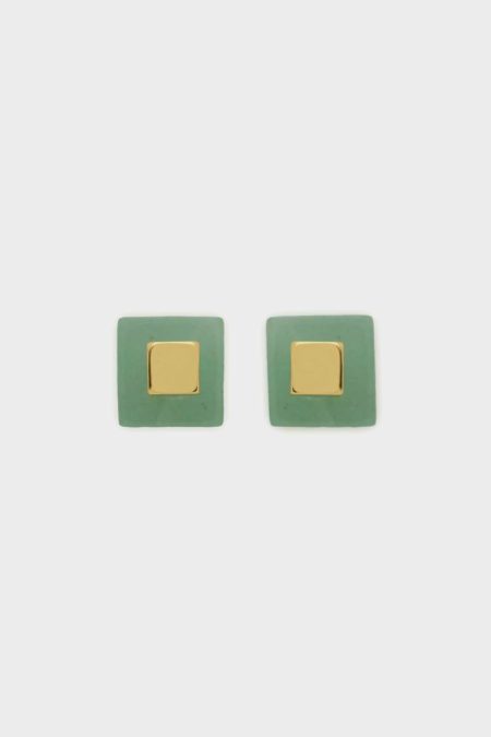 Purificacion Garci Fun Gold/Jade Cubo Earrings Women
