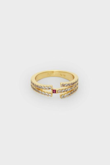 Purificacion Garci Gold/Crystal Women Crystal Radiant Ring