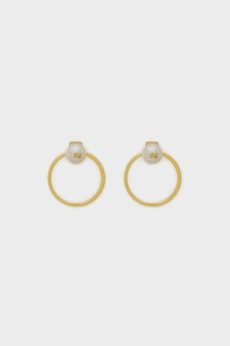 Purificacion Garci Gold/Pearl Satélite Hoop Earrings Women Earrings