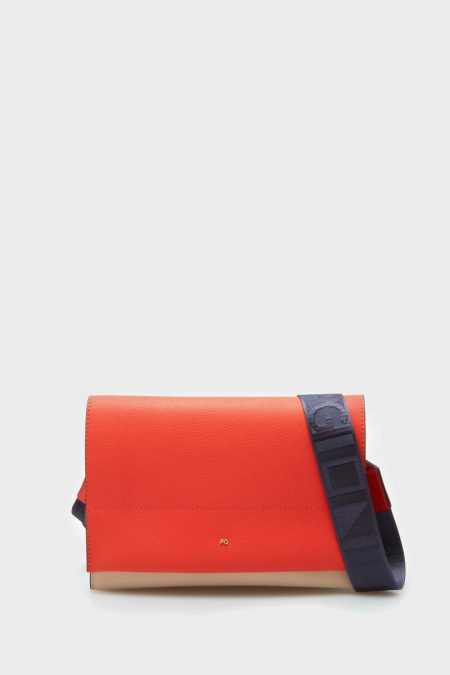 Purificacion Garci Mandarin Orange Tandem Flap Shoulder Bag Women Crossbody Bags