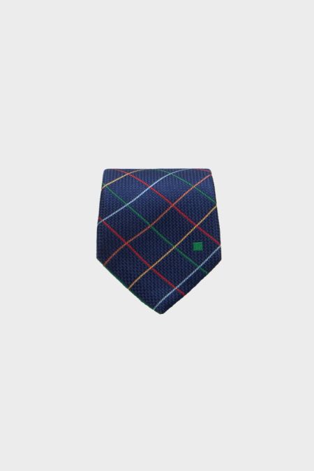 Purificacion Garci Men Navy/Multicolor Ties Windowpane Chequered Textured Silk Tie
