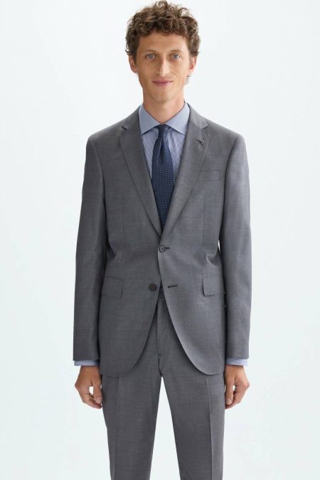 Purificacion Garci Men Suits And Blazers Tropical Wool Classic Fit Suit Jacket Gray Mélange