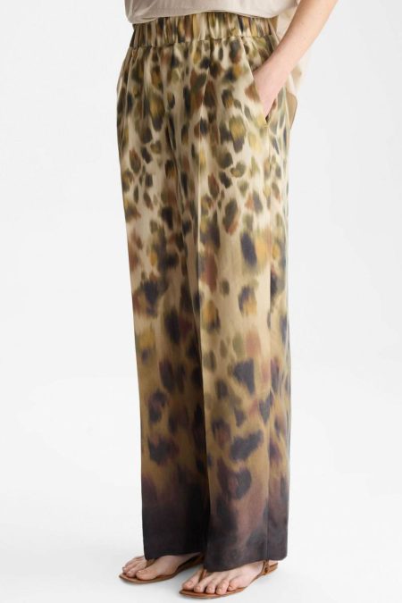 Purificacion Garci Print Cupro Pyjama-Style Trousers Women Trousers Brown/Khaki