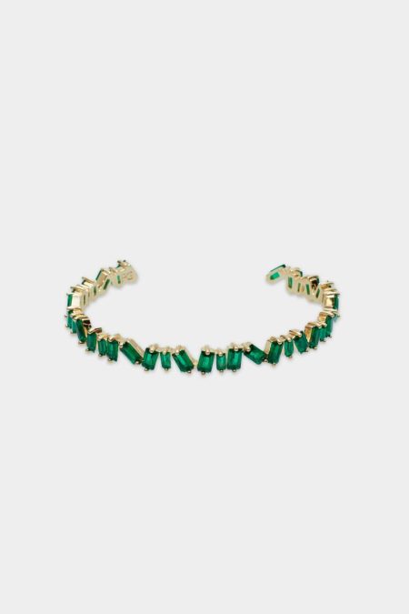 Purificacion Garci Rectangles Cuff Green/Gold Women Crystal