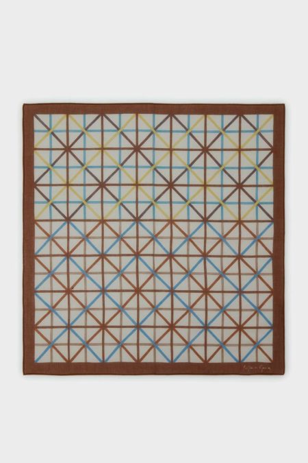 Purificacion Garci Scarves Men Blue/Brown/Ecru Origami 53 Cotton Bandana