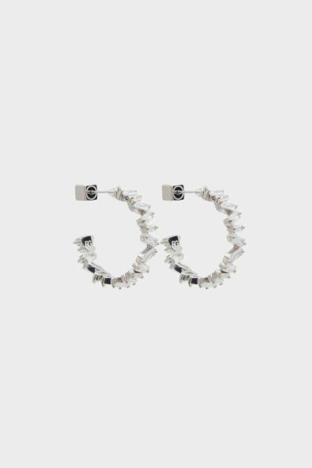 Purificacion Garci Silver Rectangles Hoop Earrings Earrings Women