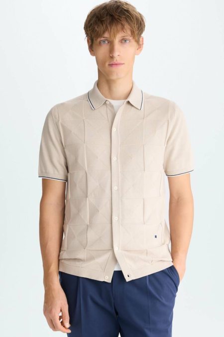 Purificacion Garci Stone Men T-Shirts Origami Knit Shirt