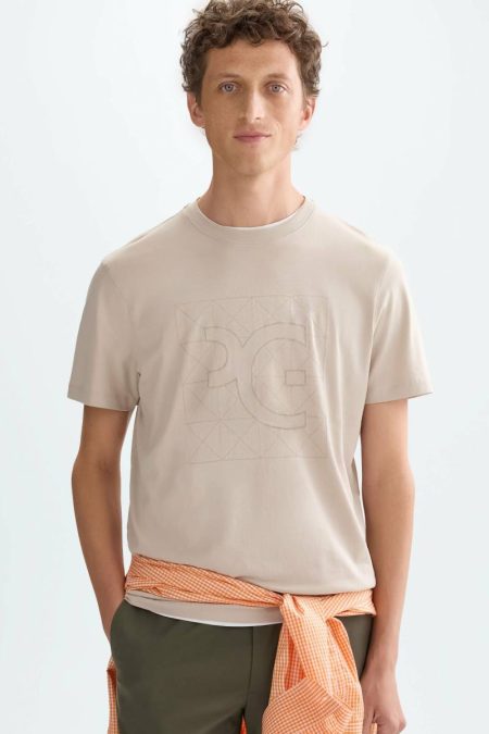 Purificacion Garci T-Shirts Men Origami Pg Embroidered T-Shirt Stone