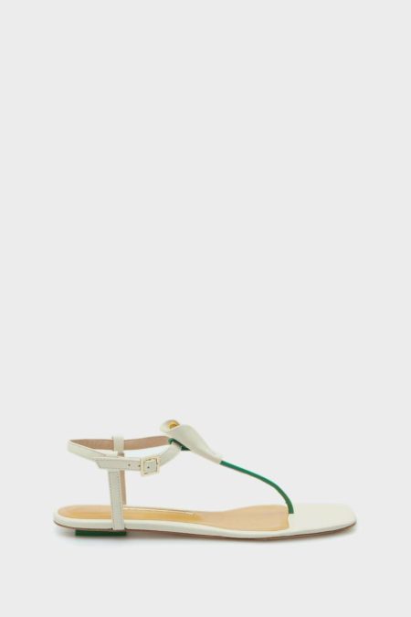 Purificacion Garci White Flats Cala Leather Flat Sandals Women