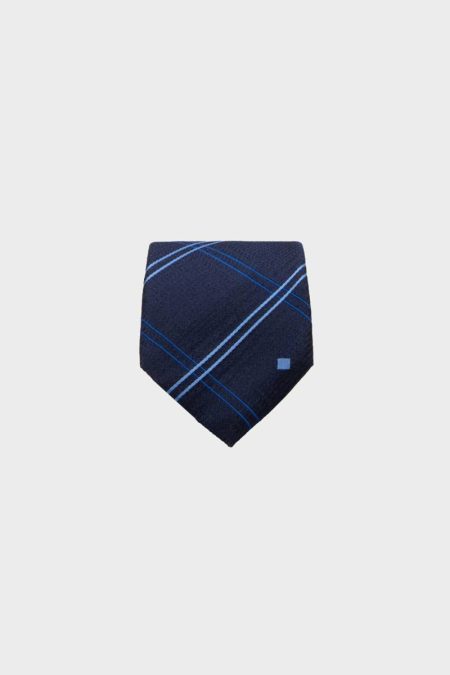 Purificacion Garci Windowpane Chequered Silk Tie Men Ties Navy/Sky Blue