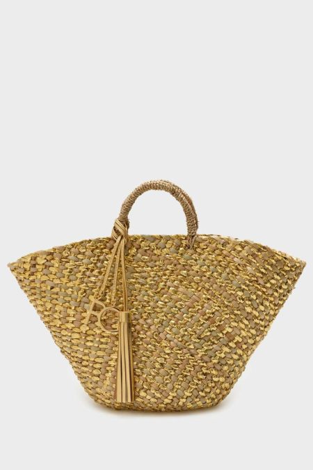 Purificacion Garci Women Gold Handbags Capazo Handbag