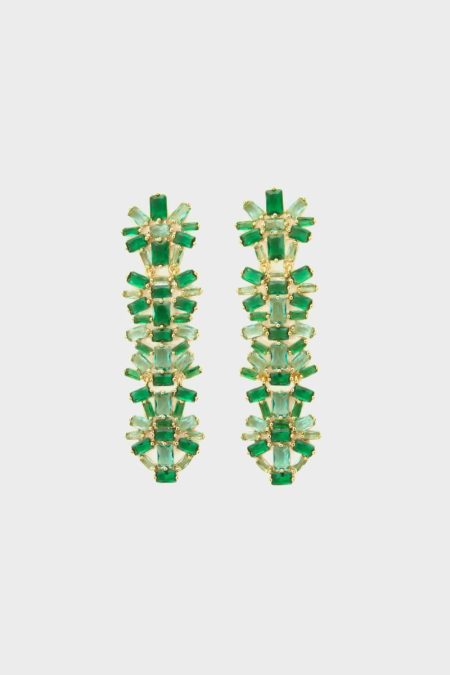Purificacion Garci Women Green Rectangles Drop Earrings Earrings