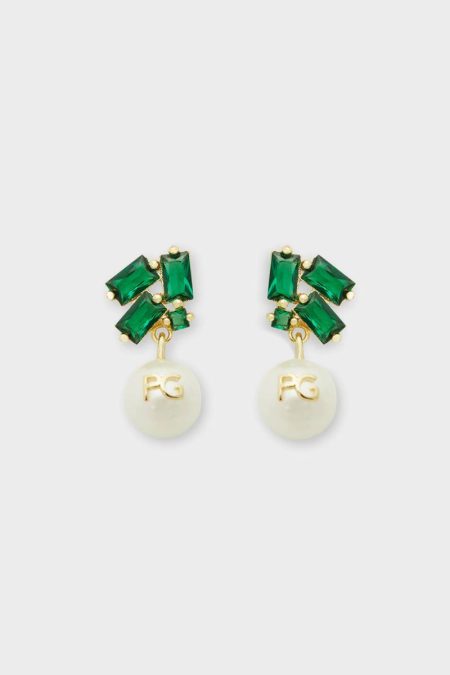 Purificacion Garci Women Green/White Radiant Pearl Earrings Pearl