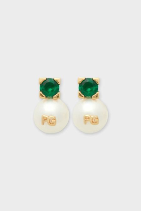 Purificacion Garci Women Pearl Biwa Earrings Pearl/Green