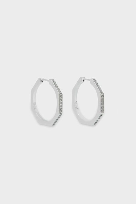 Purificacion Garci Women Silver Octagon Earrings Crystal