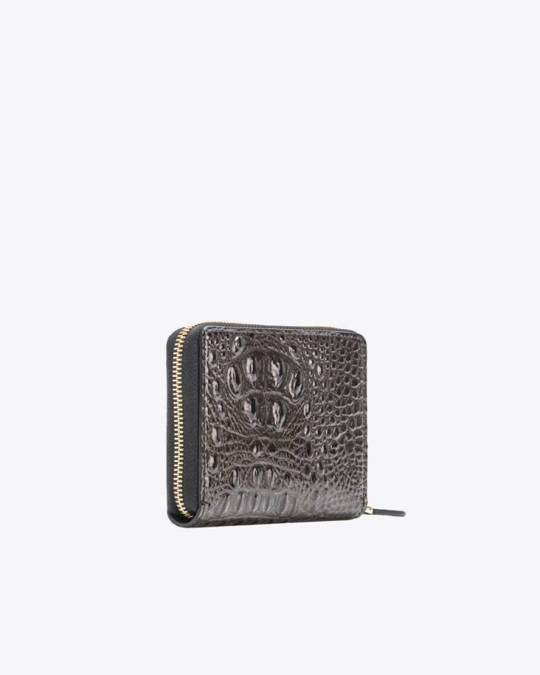 Purses Black-Light Gold Pinko Galleria Square Leather Wallet In Shiny Croc-Print Leather - Image 2