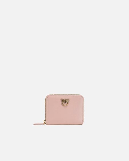 Purses Square Leather Zip-Around Purse Pink/Dusty Pink-Antique Gold Pinko