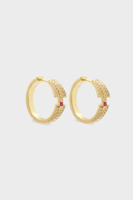 Radiant Hoop Earrings Women Purificacion Garci Gold/Crystal Crystal