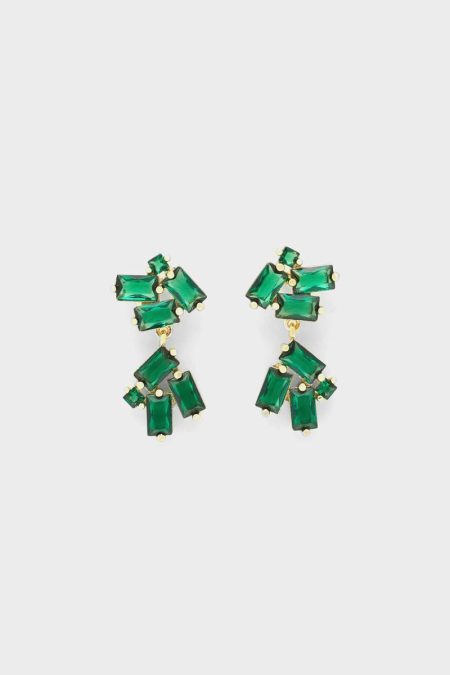 Rectangle Drop Earrings Women Earrings Gold/Green Purificacion Garci