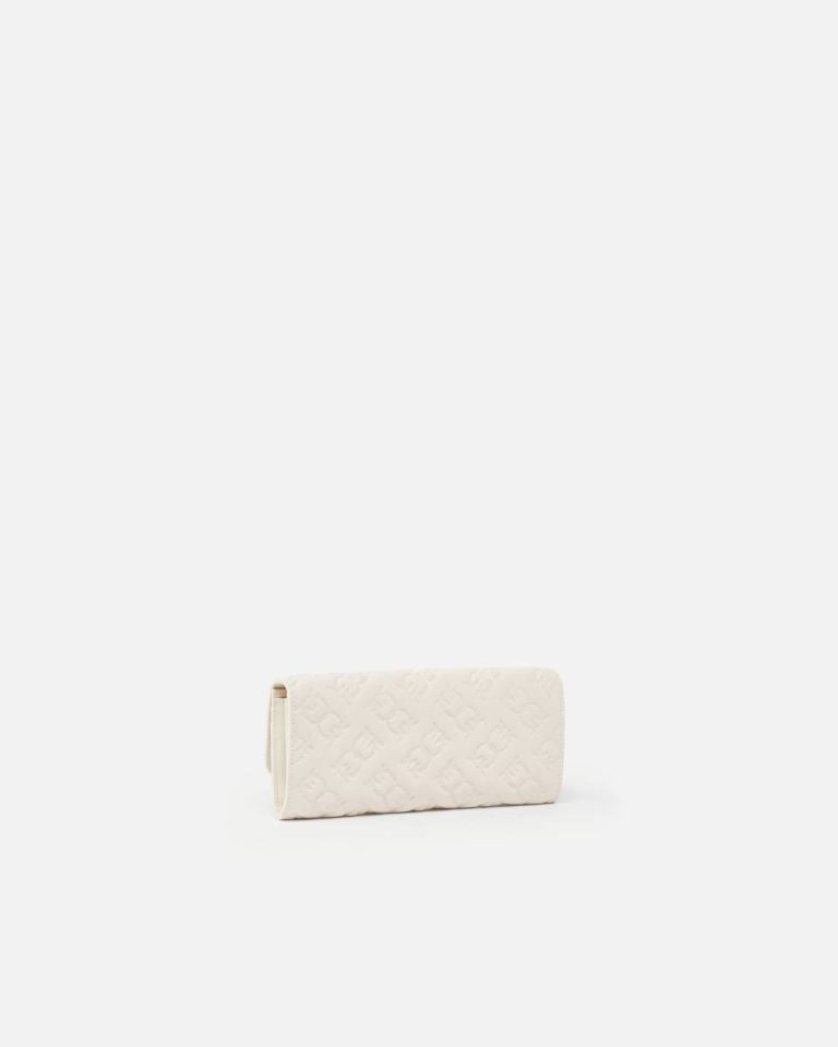 Rectangular Monogram Leather Wallet With Strap Purses White+White-Antique Gold Pinko - Image 2
