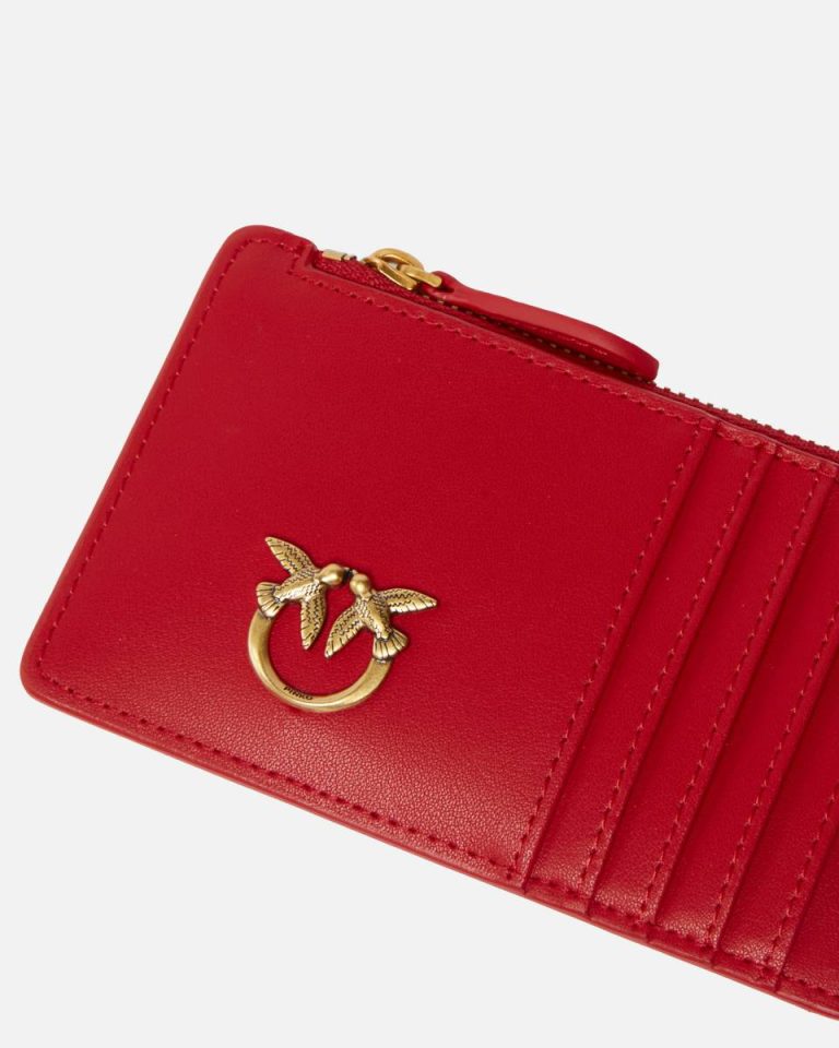 Red-Antique Gold Leather Goods Pinko Zipped Card Holder - Image 4