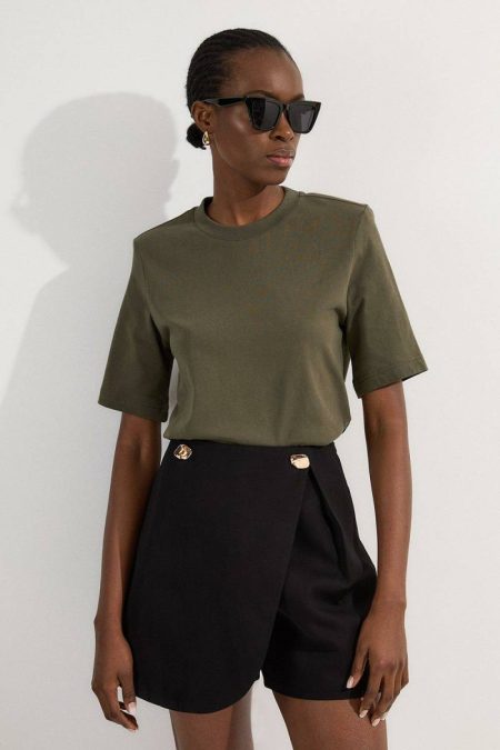 Red Skirts Viscose Linen Tailored Wrap Skort Karen Millen Women