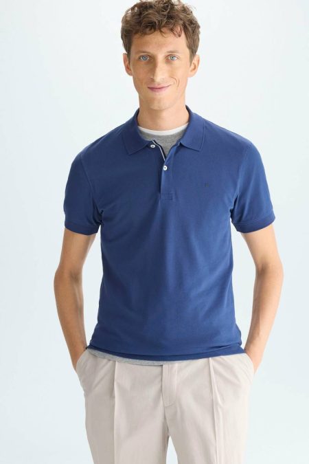 Royal Blue Men Purificacion Garci Polo Shirts Piqué Slim Fit Polo Shirt