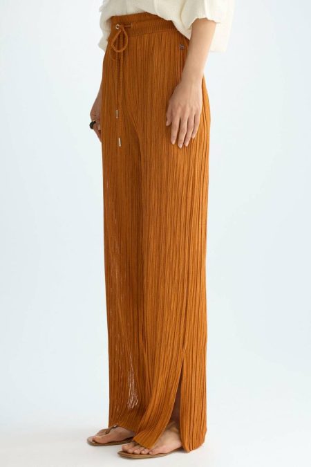 Rust Purificacion Garci Pleated Jersey Straight-Leg Trousers Trousers Women