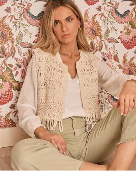 Sabi Crochet Vest Women Raw Blazer And Jackets Polín Et Moi