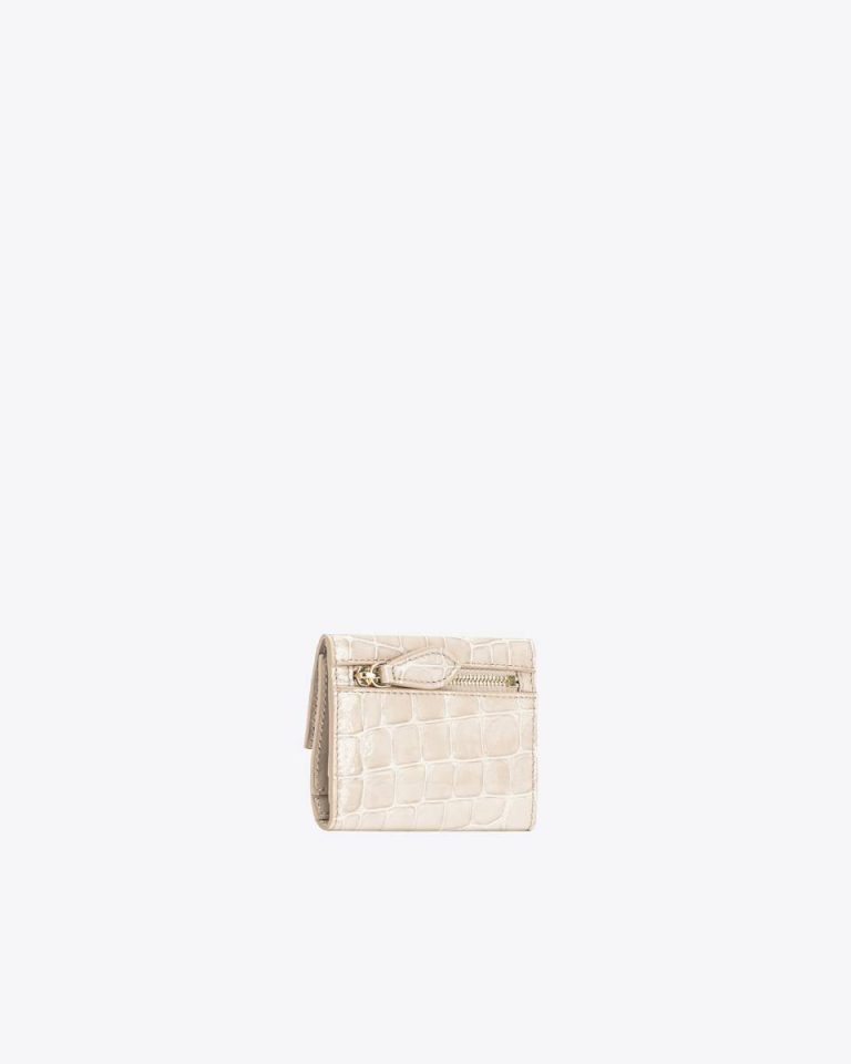 Sand-Light Gold Pinko Galleria Small Wallet In Shiny Croc-Print Leather Leather Goods - Image 2