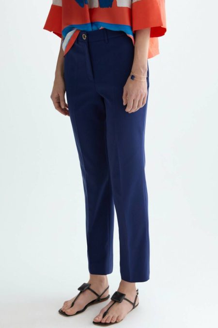 Satin Slim-Leg Trousers Purificacion Garci Trousers Blue Women