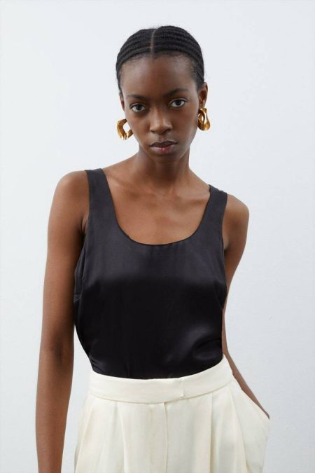 Satin Woven Camisole Khaki Karen Millen Tops Women