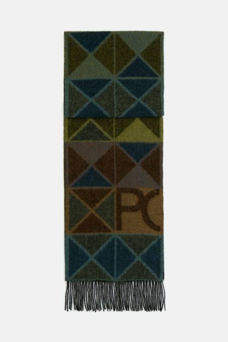 Scarves Brown/Green/Navy Purificacion Garci Origami Wool Scarf Women