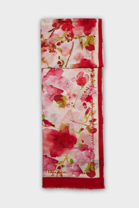 Scarves Multicolor Purificacion Garci Gardenia Print Wool Scarf Women