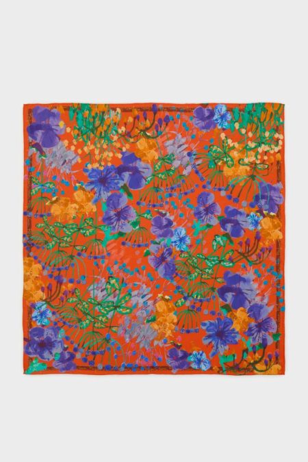 Scarves Purificacion Garci Orange Women Hibiscus 53 Silk Bandana