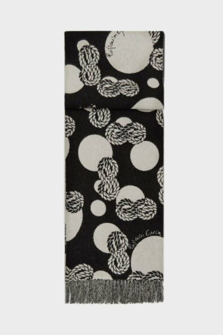Scarves Purificacion Garci Women White/Black L8S Cabos Wool Scarf