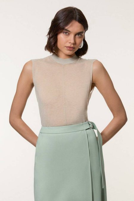 Sheer Wool Knit Tank Top Karen Millen Pink Knitwear Women