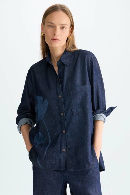 Shirts Cala Tencel Denim Oversize Shirt Denim Blue Women Purificacion Garci