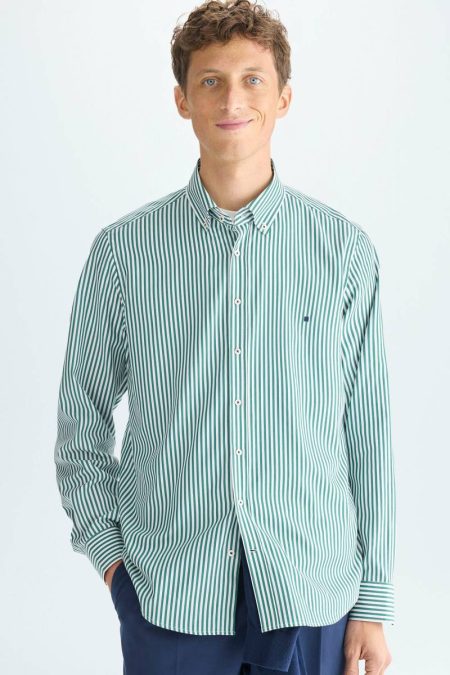 Shirts Men Purificacion Garci Candy Stripe Poplin Shirt Green/White