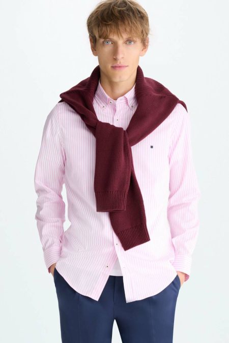 Shirts Men Purificacion Garci Pink/White Candy Stripe Poplin Shirt