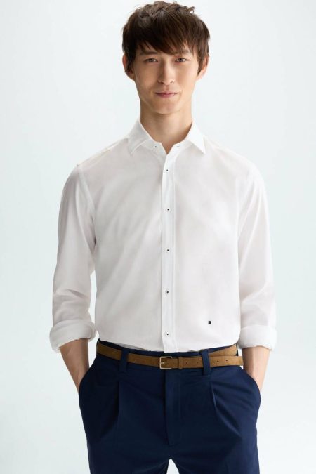 Shirts Purificacion Garci White Men Spread Collar Oxford Shirt
