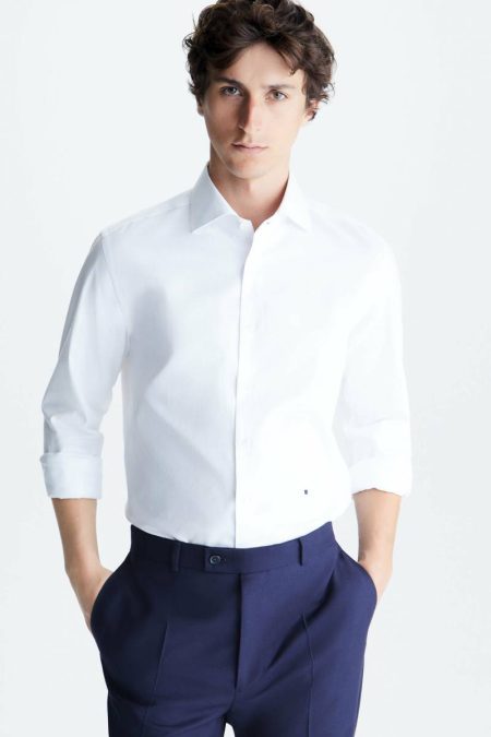 Shirts Spread Collar Textured Cotton Shirt Purificacion Garci Men White