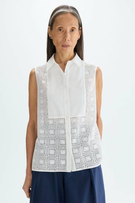 Shirts Women Embroidered Cut-Out Poplin Straight-Fit Shirt White Purificacion Garci