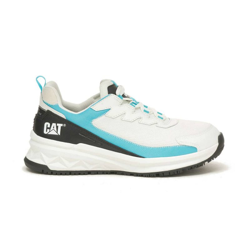 Shoes Women Women's Streamline Runner Carbon Composite Toe Work Shoe Bright White/Blue Cat