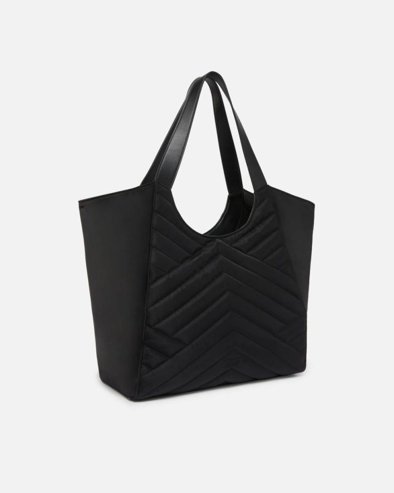 Shopping Bags Black-Antique Gold Pinko Shopper Bag In Puzzle-Quilted Recycled Fabric - Image 2