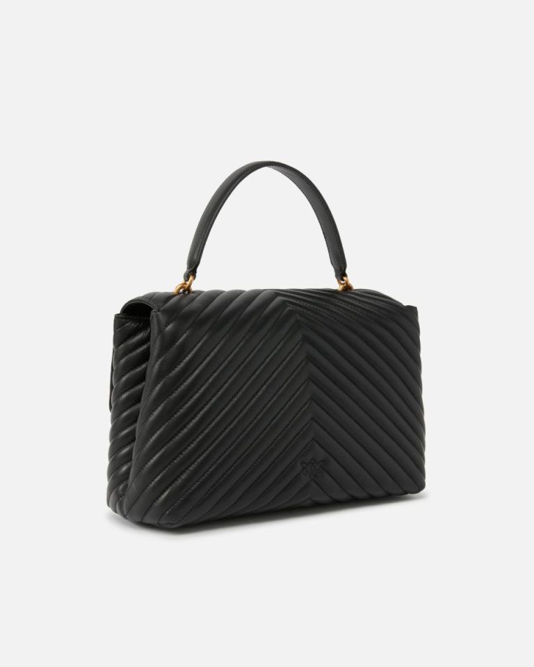 Shoulder Bags Black-Antique Gold Pinko Big Lady Love Bag Puff Chevron - Image 2