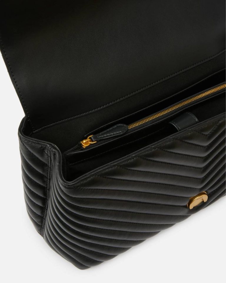 Shoulder Bags Black-Antique Gold Pinko Big Lady Love Bag Puff Chevron - Image 4